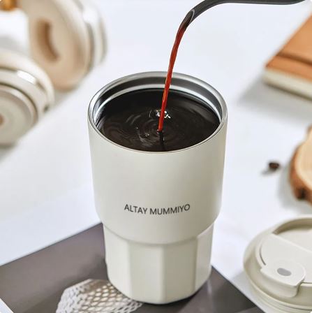 Stainless Steel Reusable Coffee Cup with Colored Lid - Techmanistan in Pakistan