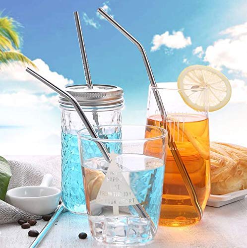 Stainless Steel Reusable Drinking Straws With Cleaning Brush - Techmanistan in Pakistan