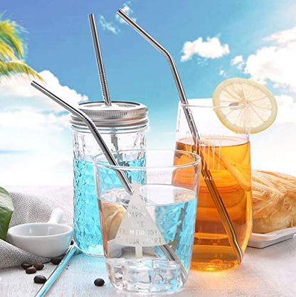 Stainless Steel Reusable Drinking Straws With Cleaning Brush - Techmanistan in Pakistan