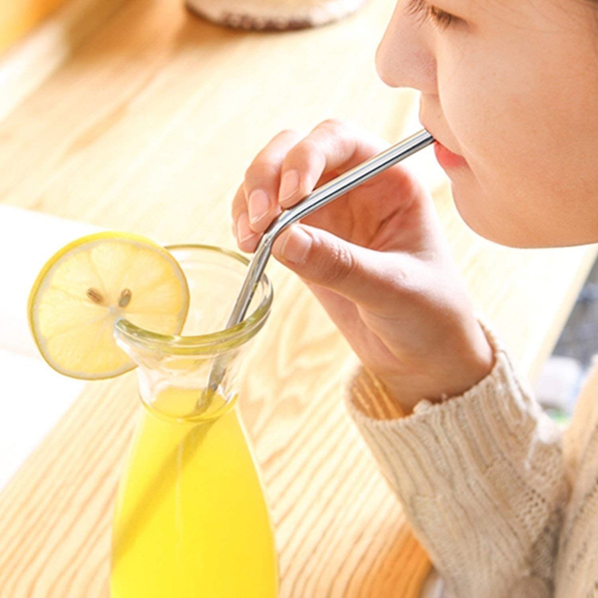 Stainless Steel Reusable Drinking Straws With Cleaning Brush - Techmanistan in Pakistan