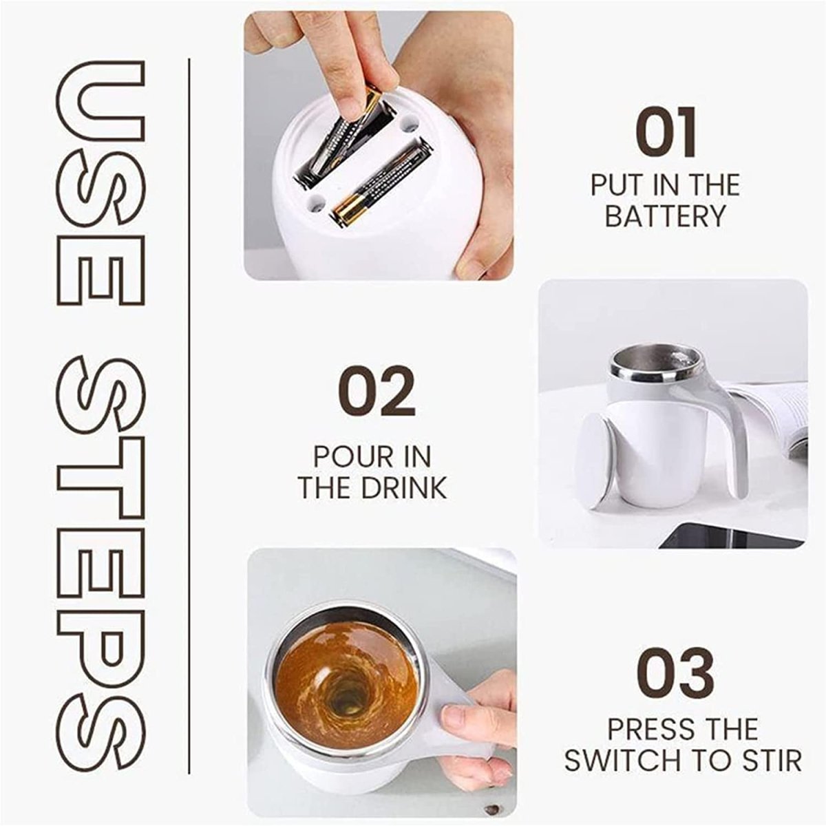 Stainless Steel Self Stirring Mug - Techmanistan in Pakistan