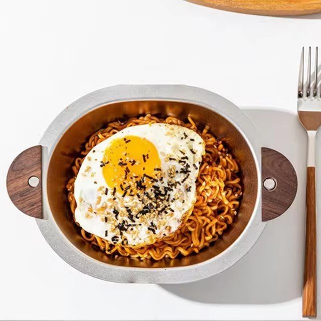 Stainless Steel Serving Bowl with Wooden Handles - Techmanistan in Pakistan