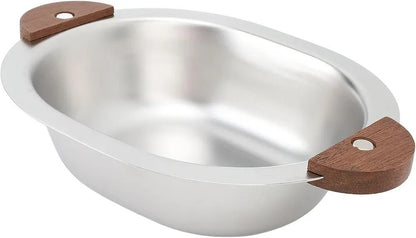 Stainless Steel Serving Bowl with Wooden Handles - Techmanistan in Pakistan