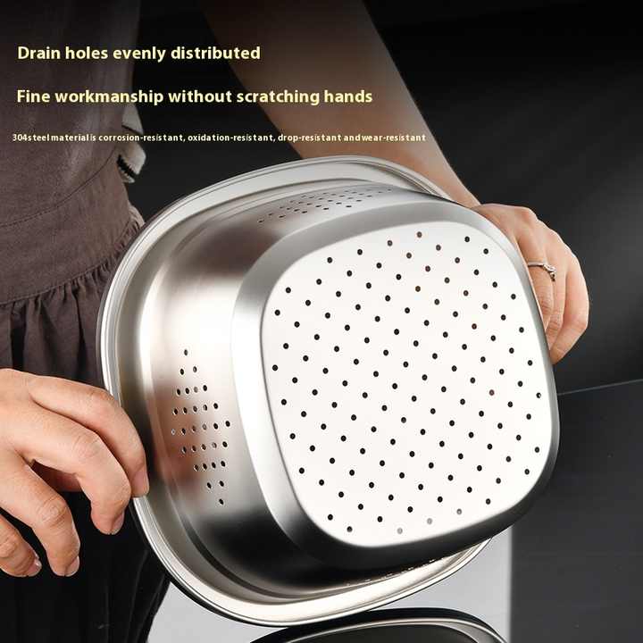 Stainless Steel Square Colander Bowl - Techmanistan in Pakistan