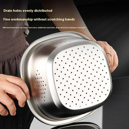 Stainless Steel Square Colander Bowl - Techmanistan in Pakistan