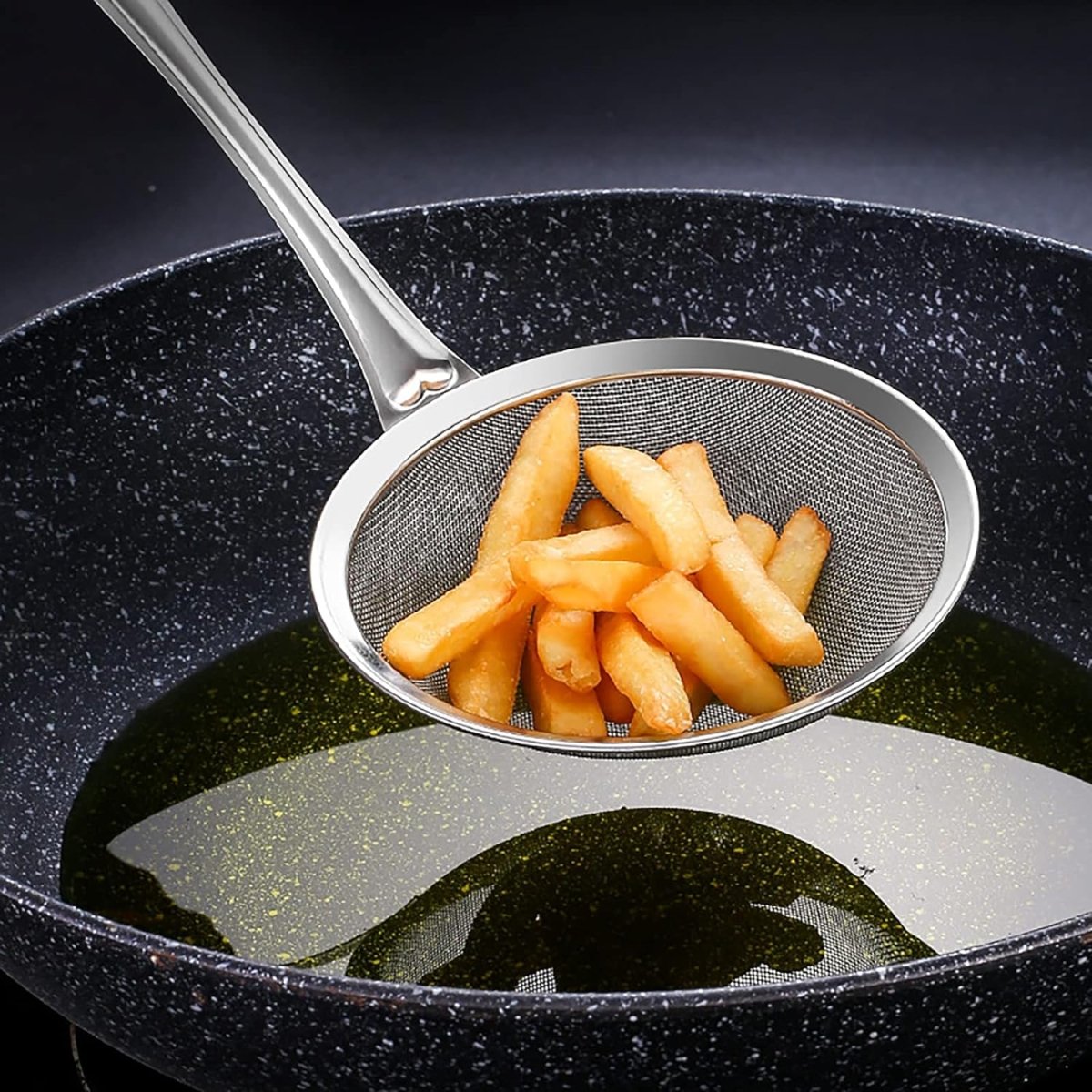 Stainless Steel Strainer Ladle Fried Food Oil Strainer - Techmanistan in Pakistan
