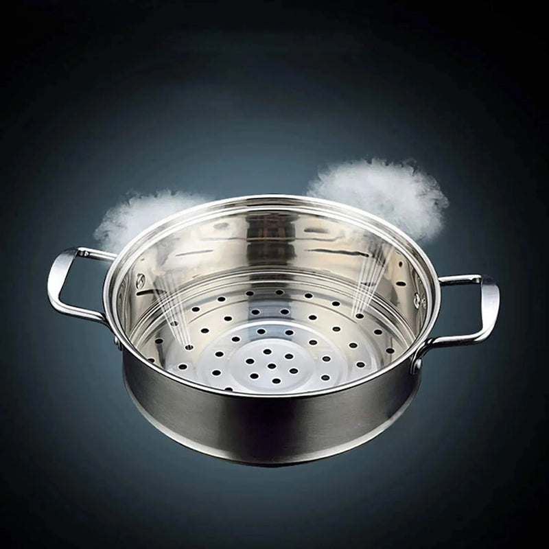 Stainless Steel Three Layers Steamer Pot With Glass Lid - Techmanistan in Pakistan