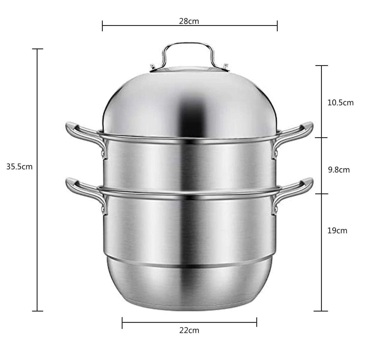 Stainless Steel Three Layers Steamer Pot With Glass Lid - Techmanistan in Pakistan