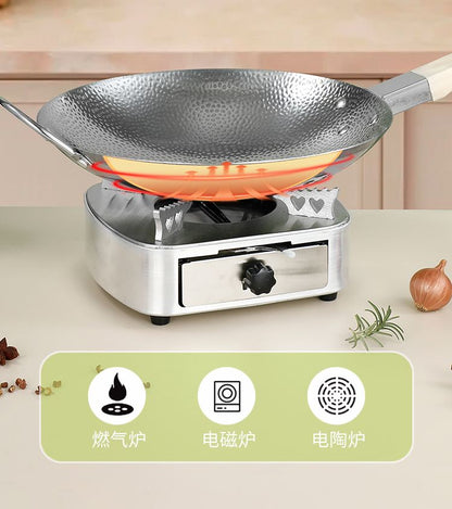 Stainless Steel Wok Karahi with Wooden Handle - Techmanistan in Pakistan