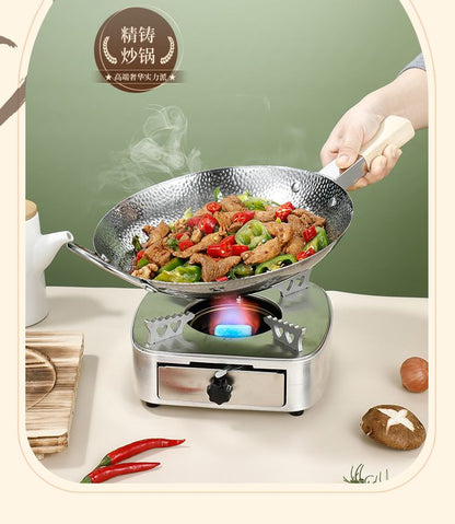 Stainless Steel Wok Karahi with Wooden Handle - Techmanistan in Pakistan