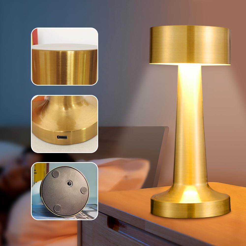 Dumbbell Shape Retro Style Rechargeable Metal Touch Lamp