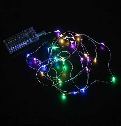 Techmanistan 2 AA Batteries Operated LED String Light Copper Wire, Mini Battery Powered Fairy Lights for Home Decor - 1 Meters - Techmanistan in Pakistan