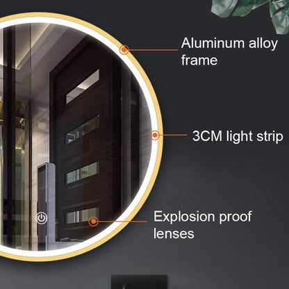 Techmanistan 24 Inch Round Wall Mirror With Light, Wall Mounted LED Illuminated Mirror, Makeup Vanity Mirror Wall Mounted, Large Modern Round Illuminated Touch Button Light Mirror, Bathroom Wall Mirror, Bathroom Light - Techmanistan in Pakistan