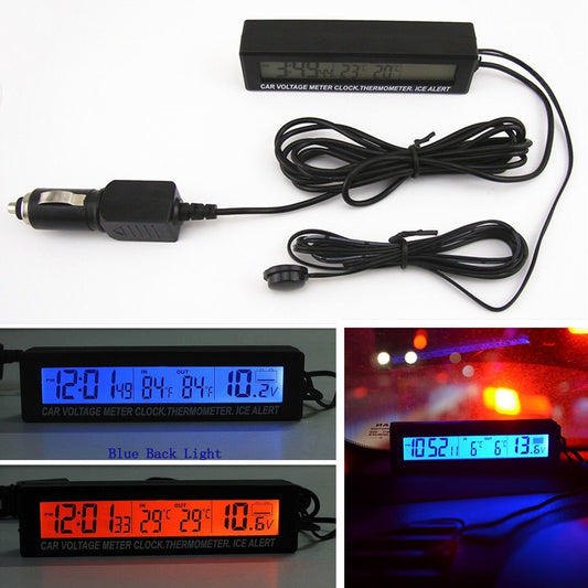 Techmanistan 3 in 1 Function Car Clock & Voltage Meter & Thermometer With Lights - Techmanistan in Pakistan
