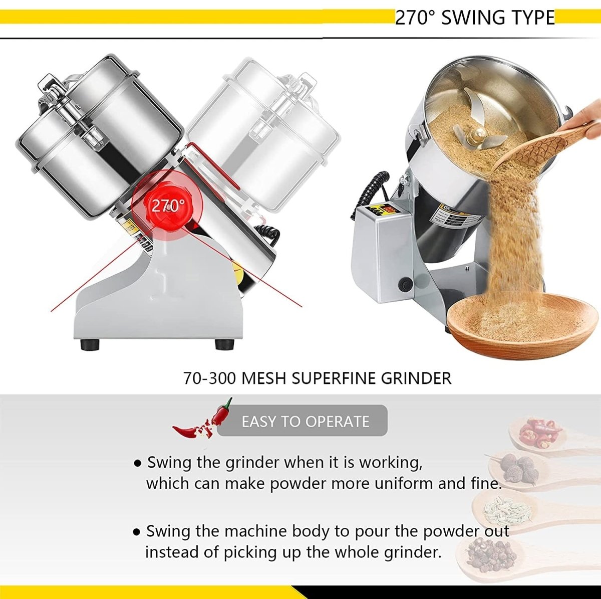 Techmanistan 400Grams High - Speed Electric Grain Grinder Mill Stainless Steel Powder Grinder - Techmanistan in Pakistan