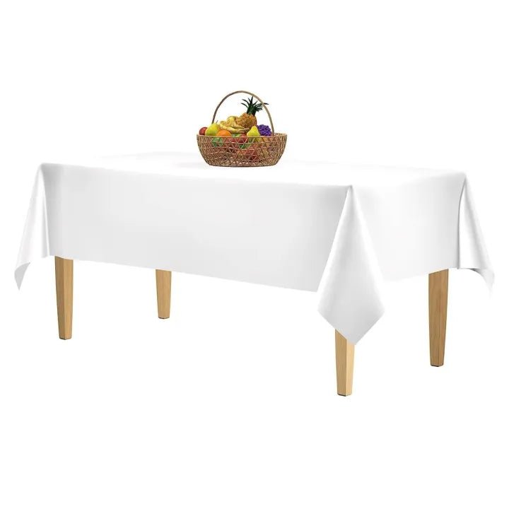 Techmanistan Disposable Dastarkhwan ( Sufra ), White Plastic Table Cover (54 x 108 inches) for Birthday Parties Dustproof Cloth Sheet Plastic - Techmanistan in Pakistan