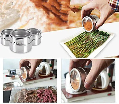 Techmanistan Magnetic Spice Tins with Rack Triangular Storage Jar with Holder - Techmanistan in Pakistan
