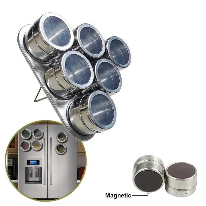 Techmanistan Magnetic Spice Tins with Rack Triangular Storage Jar with Holder - Techmanistan in Pakistan