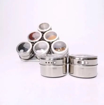 Techmanistan Magnetic Spice Tins with Rack Triangular Storage Jar with Holder - Techmanistan in Pakistan