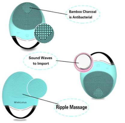 Techmanistan Multifunctional Wireless Silicone Facial Cleaning Brush, Soft Silicone Waterproof Face Cleaner Bamboo Charcoal Facial Cleaner - Techmanistan in Pakistan