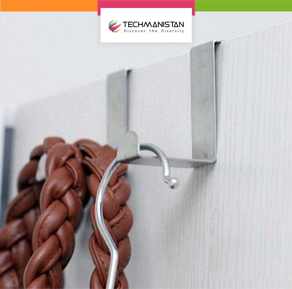 Techmanistan Pack Of 2 - Stainless Steel Over the Door Hanger Cabinet Hooks - Techmanistan in Pakistan