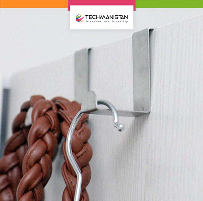 Techmanistan Pack Of 2 - Stainless Steel Over the Door Hanger Cabinet Hooks - Techmanistan in Pakistan