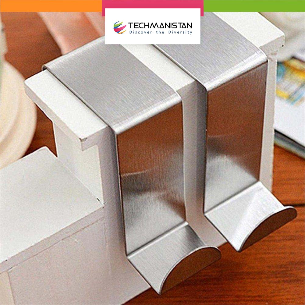 Techmanistan Pack Of 2 - Stainless Steel Over the Door Hanger Cabinet Hooks - Techmanistan in Pakistan