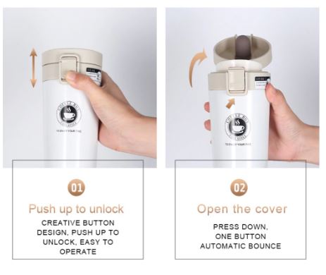 Techmanistan Random Color Stainless Steel Vacuum Insulated Flask Thermos Coffee Cup 380ml, Stainless Steel Insulated Thermos Travel Mug, Reusable Coffee Cup Hot and Cold Drink Cup, Coffee Cup, Thermos Flask - Techmanistan in Pakistan