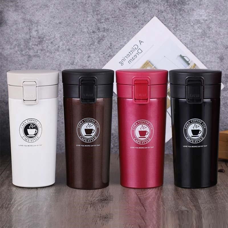 Techmanistan Random Color Stainless Steel Vacuum Insulated Flask Thermos Coffee Cup 380ml, Stainless Steel Insulated Thermos Travel Mug, Reusable Coffee Cup Hot and Cold Drink Cup, Coffee Cup, Thermos Flask - Techmanistan in Pakistan