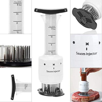 Techmanistan Sauces Injector, 2 in 1 Needle Meat Tenderizer & Injector, Injector Meat Marinade Tenderizer Tool Ultra Sharp Needle Blade Tenderizer Flavor Marinade Meat Injector - Techmanistan in Pakistan