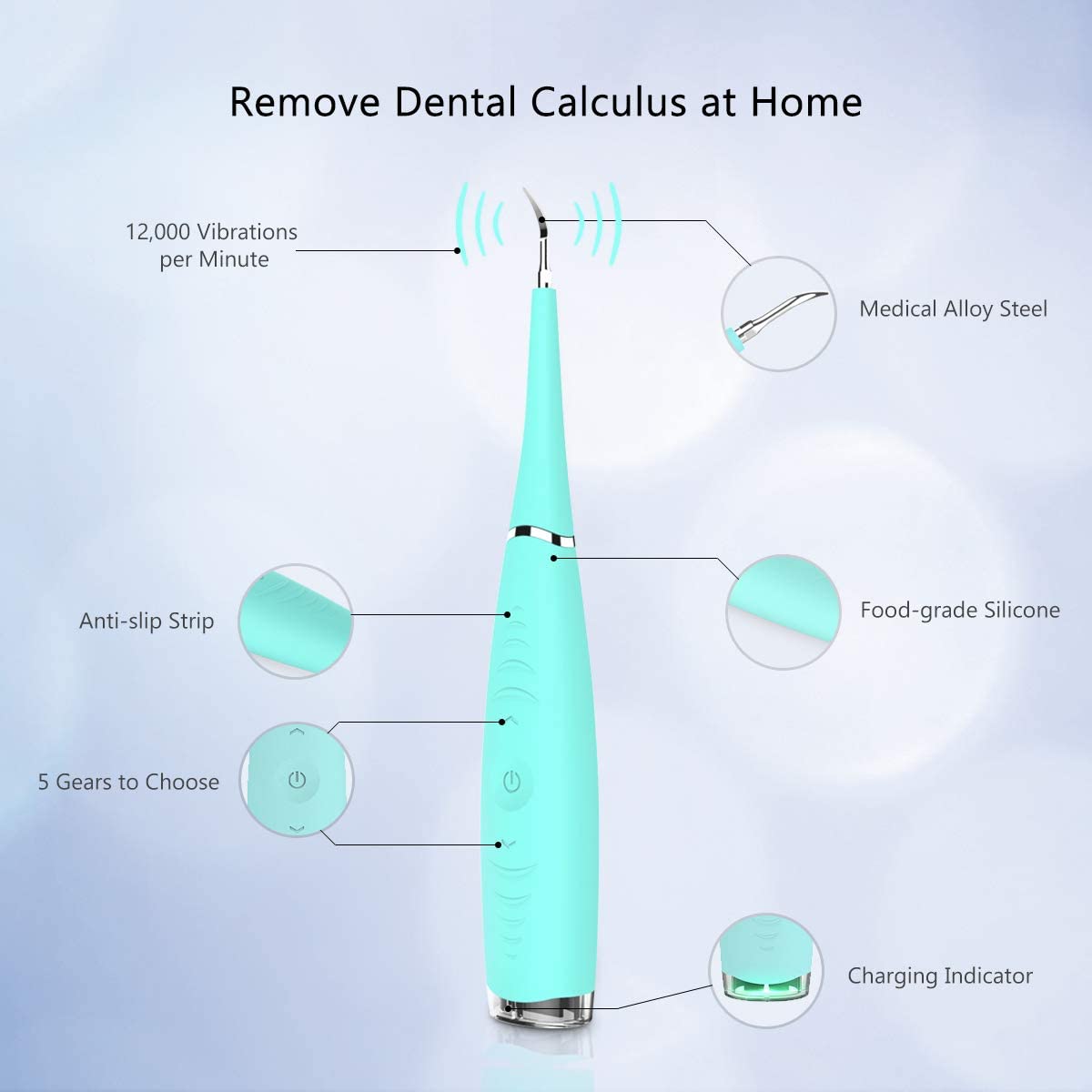 Teeth Cleaning Kit,5 - Working - Level Household Cleaner Brush Whitener Flossers USB Rechargeable Electric Food Scraper - Techmanistan in Pakistan