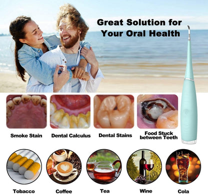 Teeth Cleaning Kit,5 - Working - Level Household Cleaner Brush Whitener Flossers USB Rechargeable Electric Food Scraper - Techmanistan in Pakistan