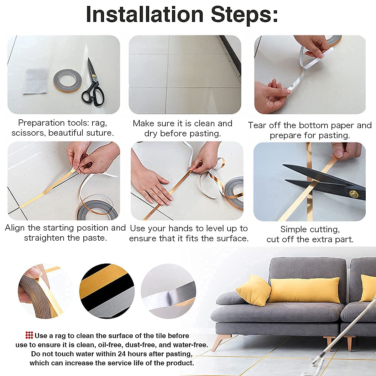 Tile Gap Tape Floor Wall Line Sticker - Techmanistan in Pakistan