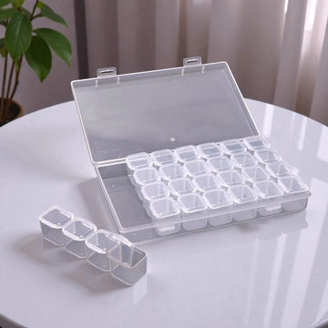 28-Compartment Transparent Plastic Storage Box With Lid | Jewelry Box