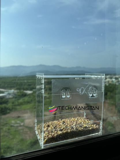 Transparent Acrylic Window Clear Bird Feeders with FREE Birds Feed - Techmanistan in Pakistan