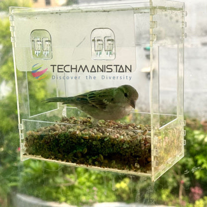 Transparent Acrylic Window Clear Bird Feeders with FREE Birds Feed - Techmanistan in Pakistan
