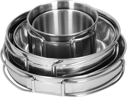 Travel & Camping Combo - Set of 5 Stainless Steel Serving Set & Non Stick Camping Cookware Set - Techmanistan in Pakistan