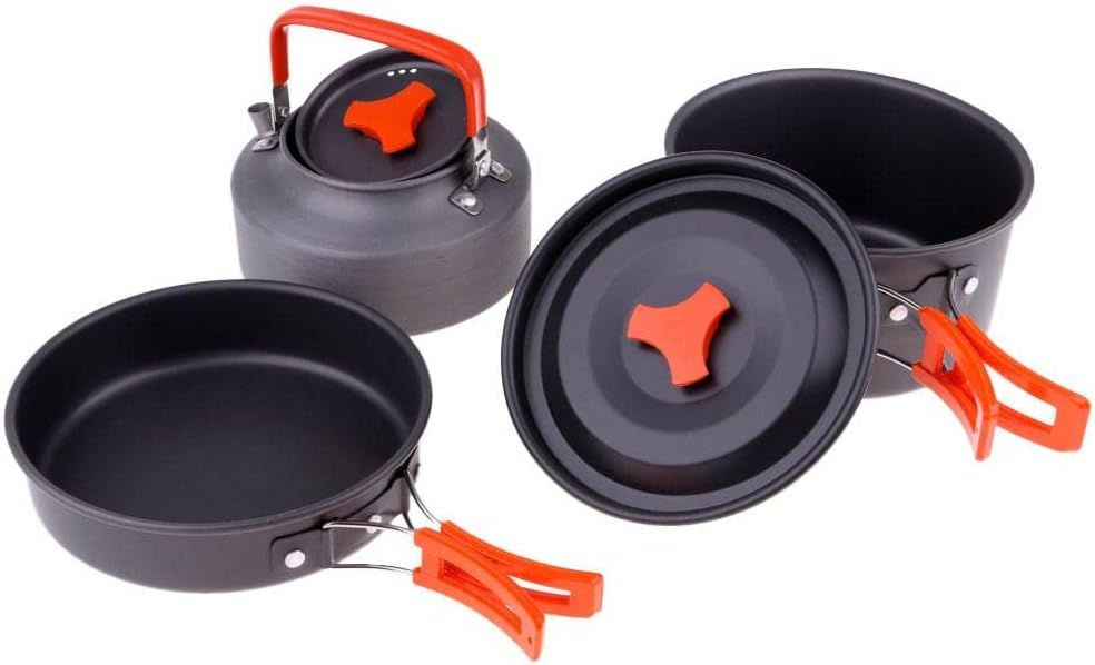 Travel & Camping Combo - Set of 5 Stainless Steel Serving Set & Non Stick Camping Cookware Set - Techmanistan in Pakistan