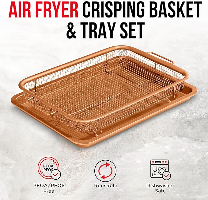 Premium Non-Stick Air Fryer Baking Tray with Mesh Basket