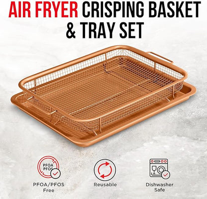 Premium Non-Stick Air Fryer Baking Tray with Mesh Basket