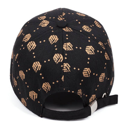 Trendy Black and White Peaked Hat with Golden Accents – Adjustable & Breathable - Techmanistan in Pakistan