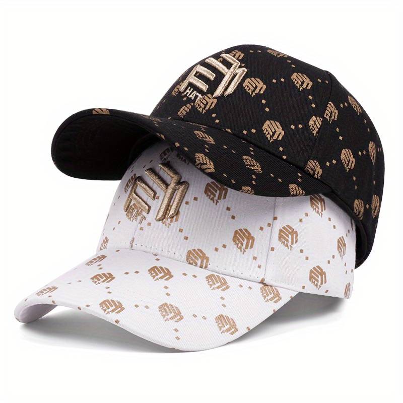 Trendy Black and White Peaked Hat with Golden Accents – Adjustable & Breathable - Techmanistan in Pakistan