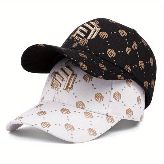 Trendy Black and White Peaked Hat with Golden Accents – Adjustable & Breathable - Techmanistan in Pakistan