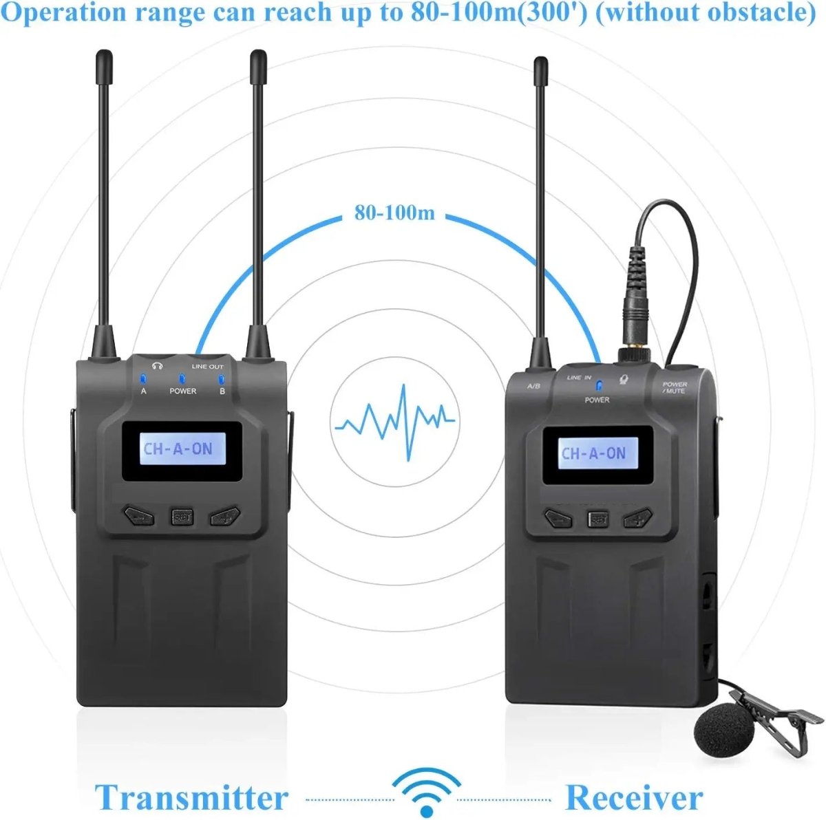 UHF Dual Channel Wireless Microphone System - Techmanistan in Pakistan