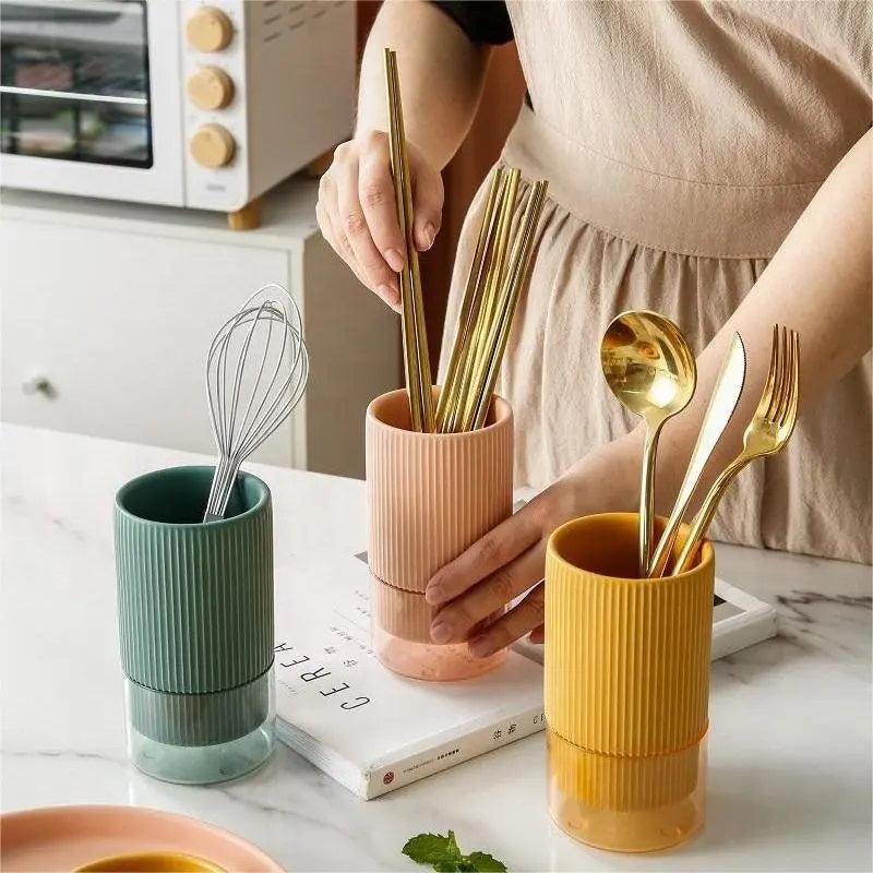 Self Draining Ceramic Chopsticks Cutlery Holder Techmanistan