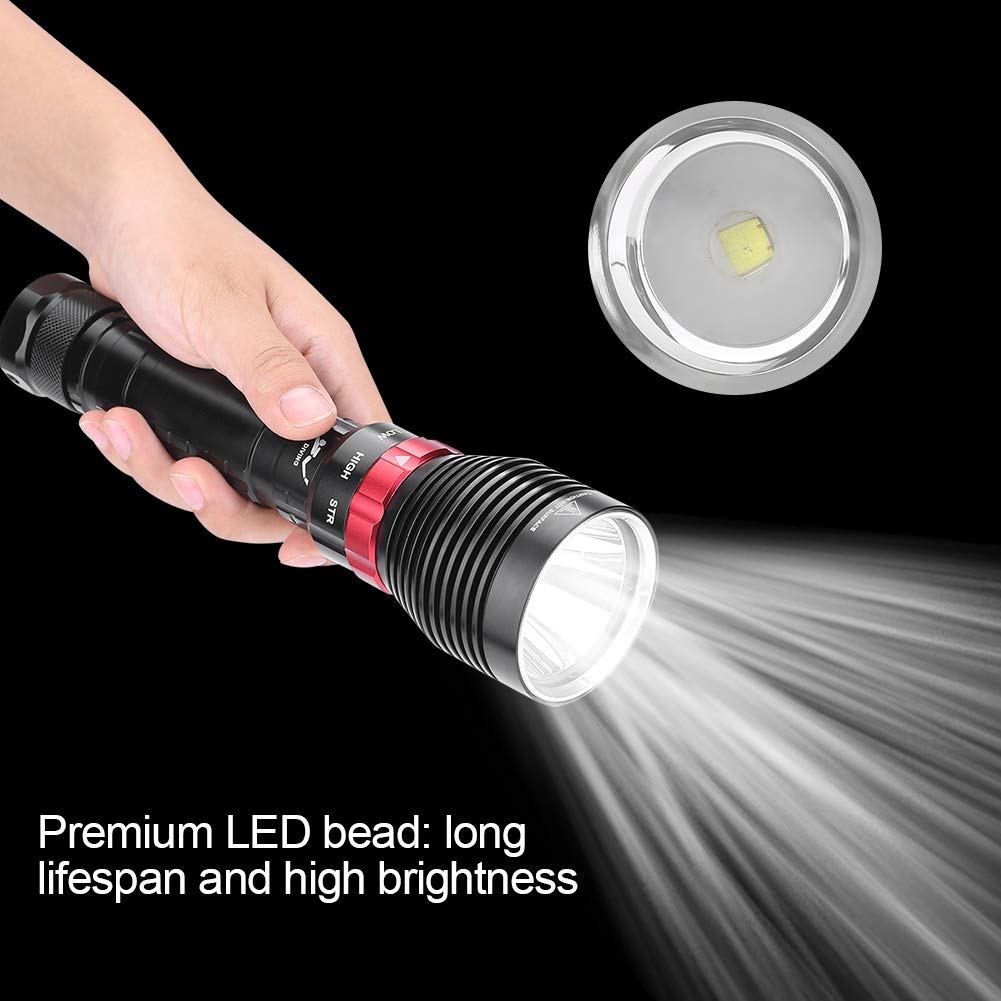 Underwater 100M 2000LM Aluminum Alloy High Bright LED Diving Flashlight with 3 Adjustable Mode, Outdoor Camping Torch Lamp Light for Outdoor Activities - Techmanistan in Pakistan