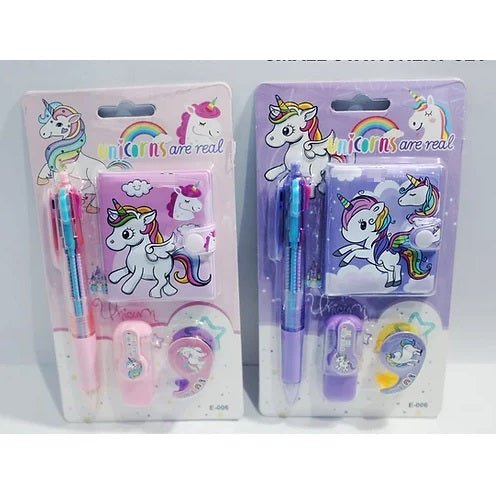 Unicorn Cartoon Diary With Pen, Washi Tape & Highlighter for Kids Unicorn Pocket Dairy, 4Pcs Unicorn Stationery Set - Techmanistan in Pakistan