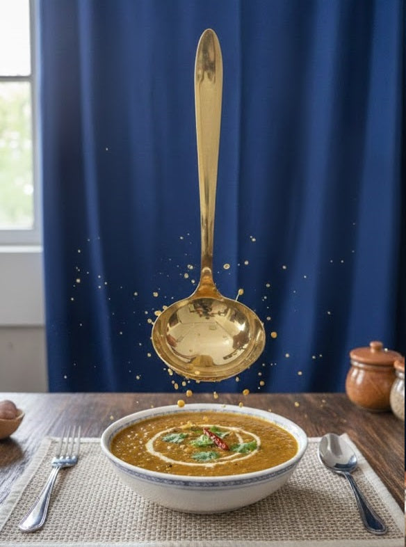 Golden Mirror Polished Steel Soup Serving Spoon