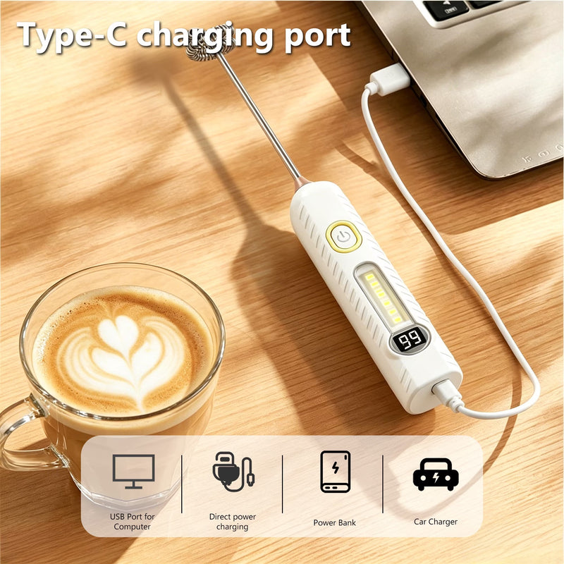 Digital Display Milk Frother with Built-in Light