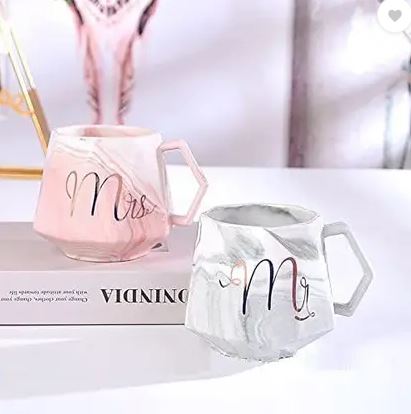 Mr. & Mrs. Marble Pattern Mug Techmanistan